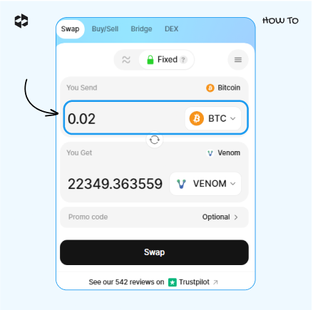 Choose a coin to send and provide the amount to send