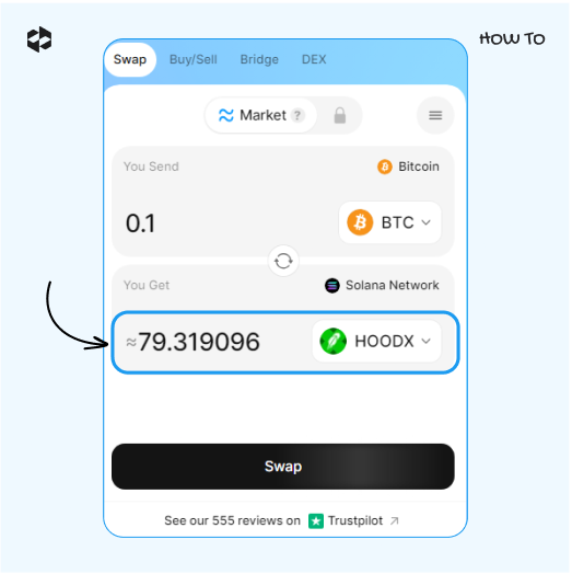 Check the number of coins in the You Get field