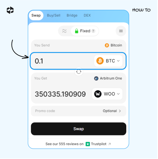 Choose a coin to send and provide the amount to send